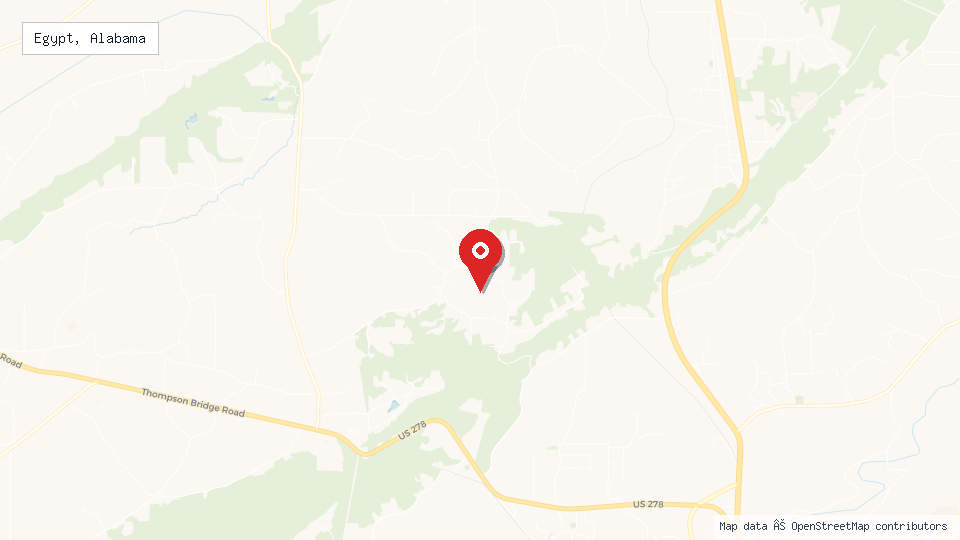 Street map of Egypt, Alabama with location pin