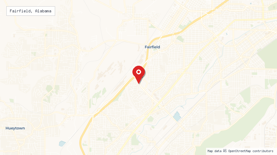 Street map of Fairfield, Alabama with location pin