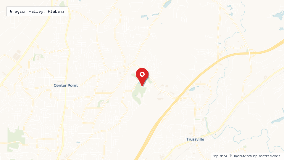 Street map of Grayson Valley, Alabama with location pin