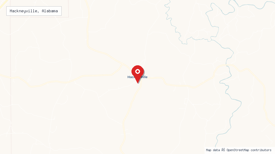 Street map of Hackneyville, Alabama with location pin