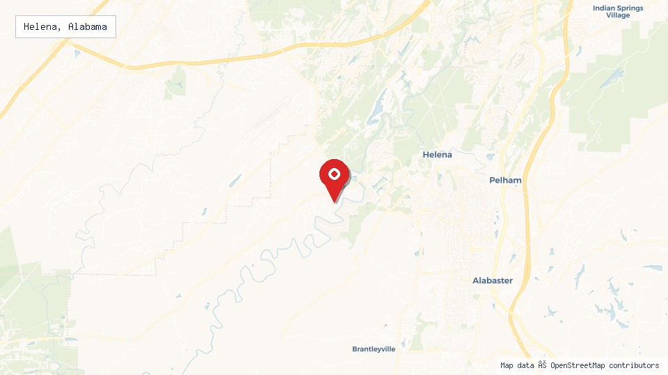 Street map of Helena, Alabama with location pin