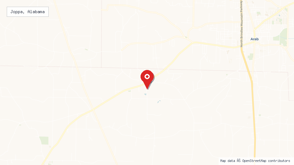 Street map of Joppa, Alabama with location pin