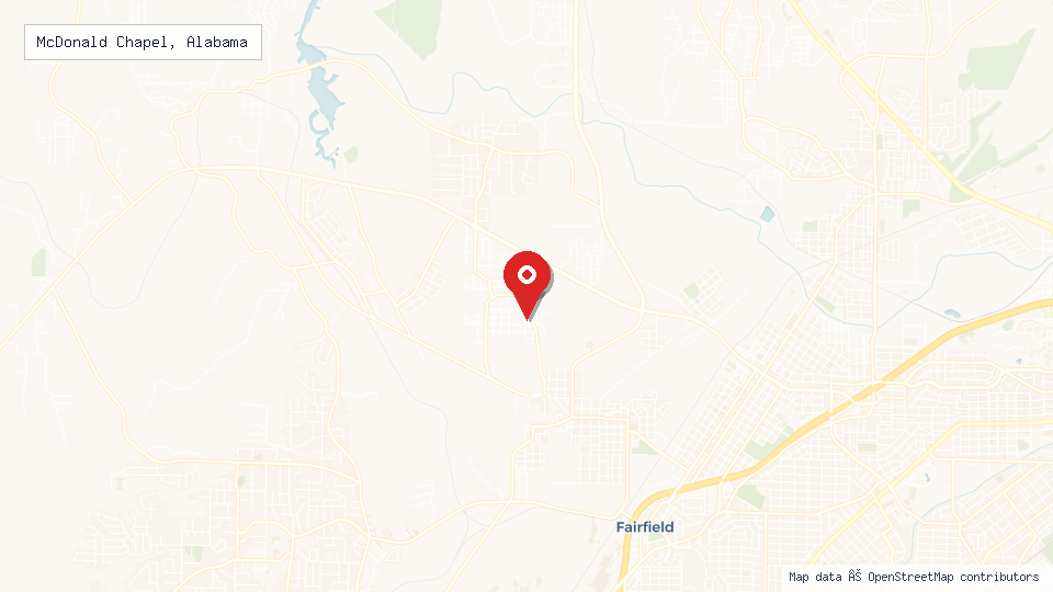 Street map of McDonald Chapel, Alabama with location pin
