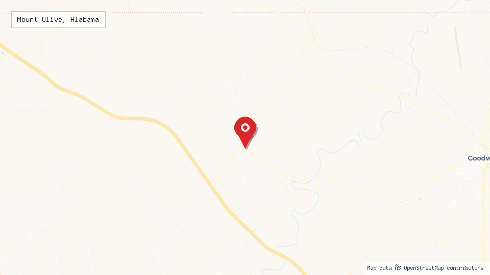 Street map of Mount Olive, Alabama with location pin