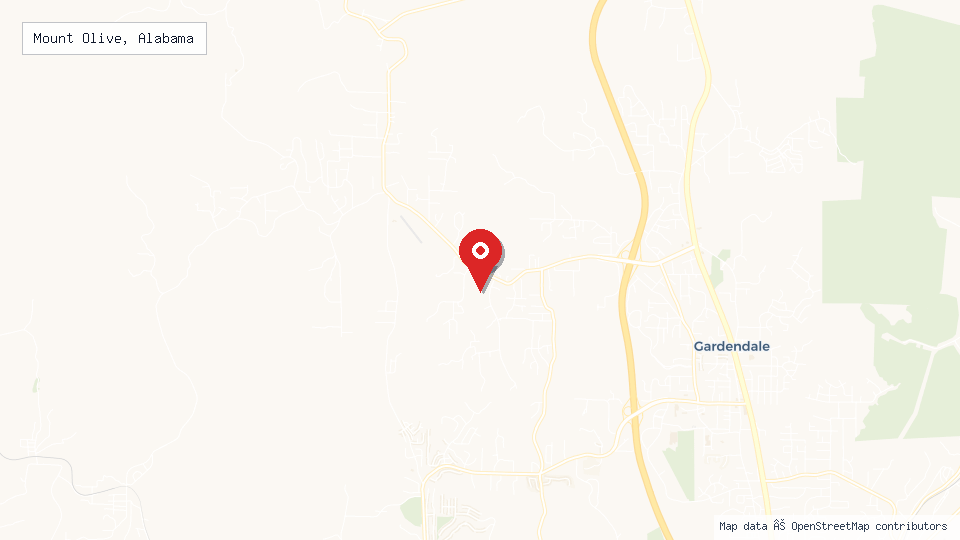 Street map of Mount Olive, Alabama with location pin