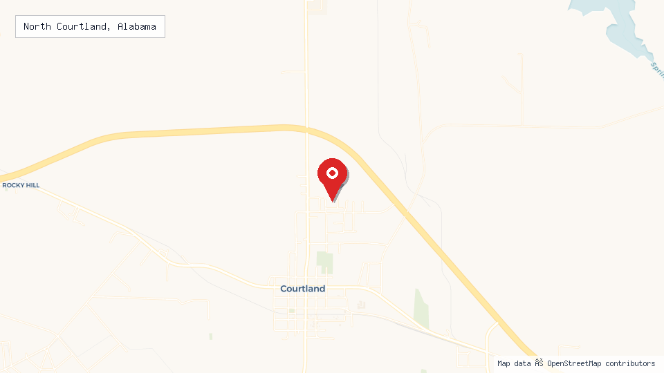 Street map of North Courtland, Alabama with location pin