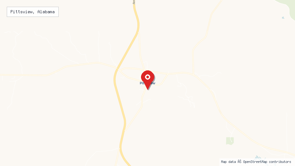 Street map of Pittsview, Alabama with location pin
