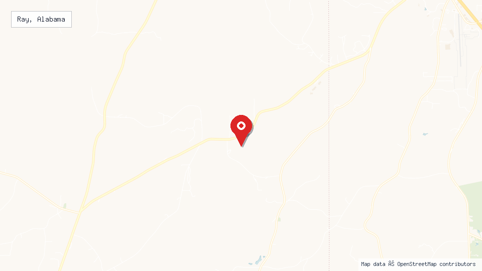 Street map of Ray, Alabama with location pin