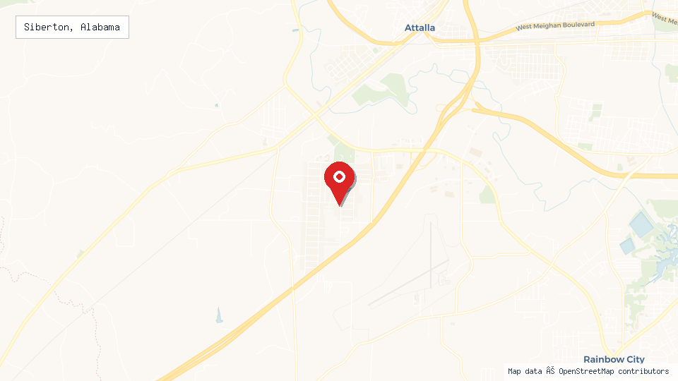Street map of Siberton, Alabama with location pin