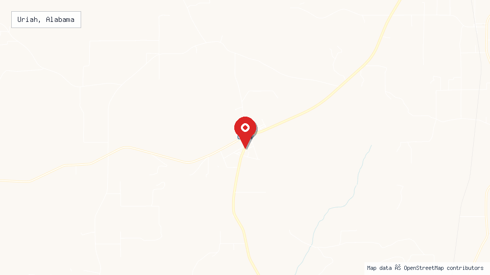 Street map of Uriah, Alabama with location pin
