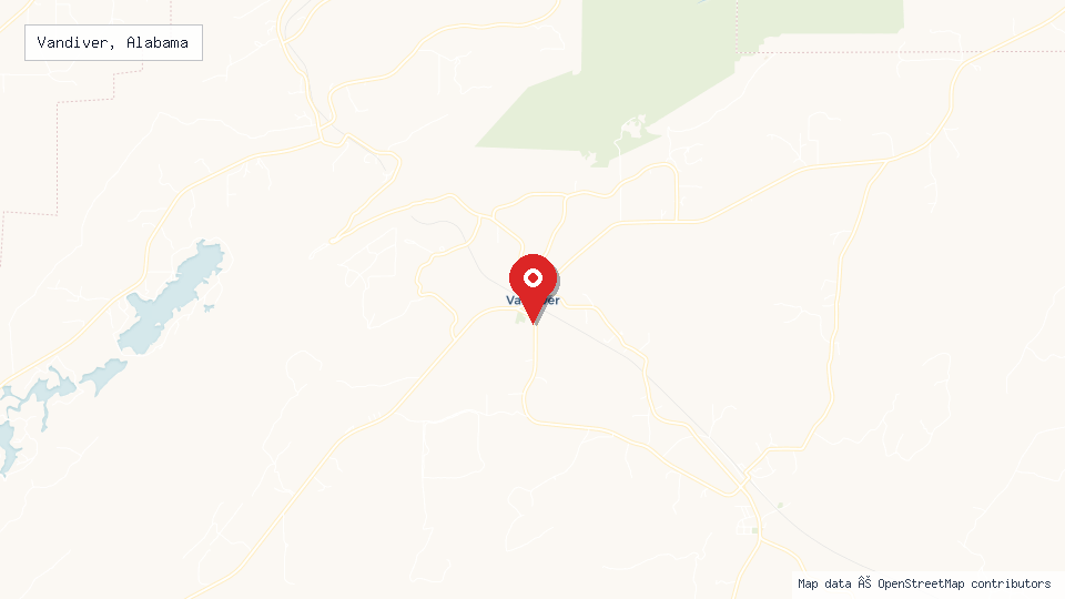 Street map of Vandiver, Alabama with location pin