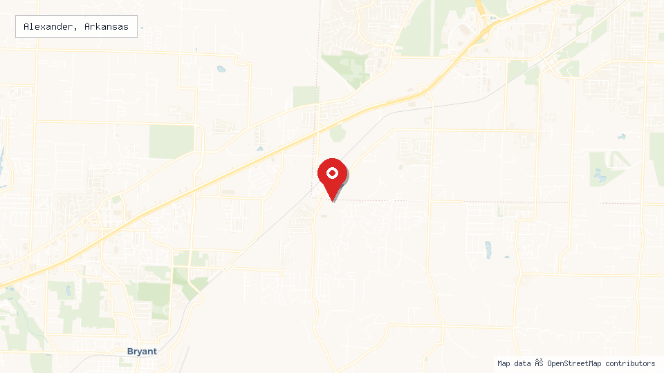 Street map of Alexander, Arkansas with location pin