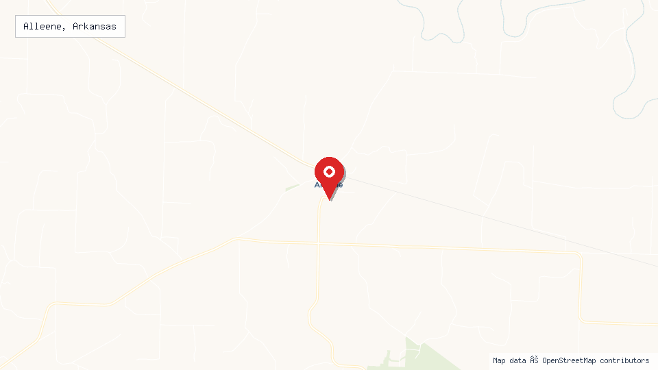 Street map of Alleene, Arkansas with location pin
