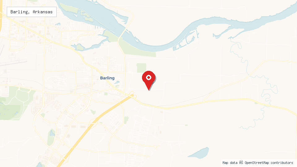 Street map of Barling, Arkansas with location pin