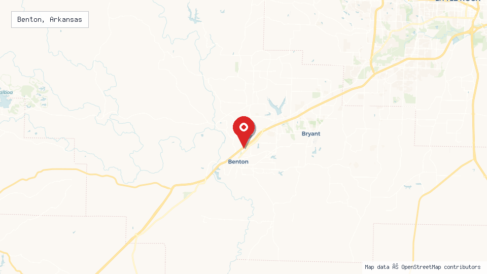 Street map of Benton, Arkansas with location pin