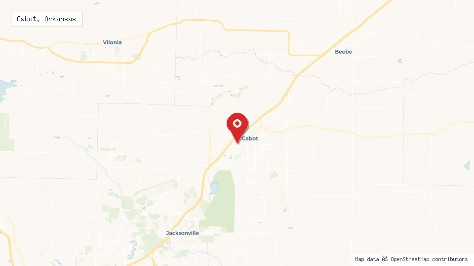 Street map of Cabot, Arkansas with location pin