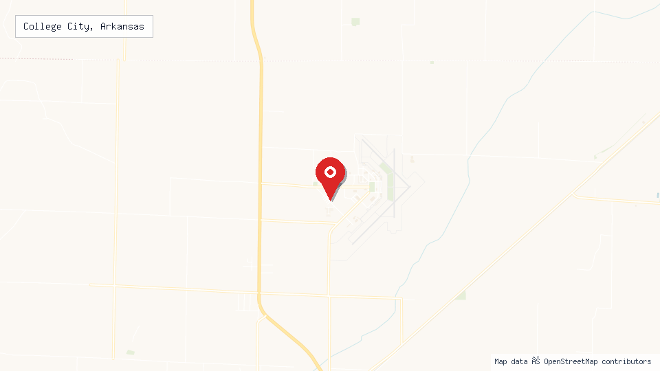 Street map of College City, Arkansas with location pin