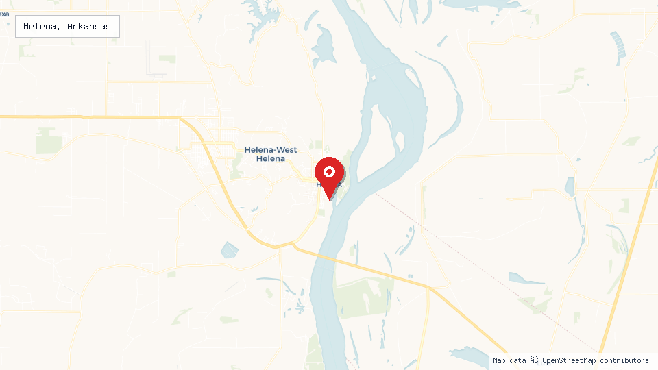 Street map of Helena, Arkansas with location pin