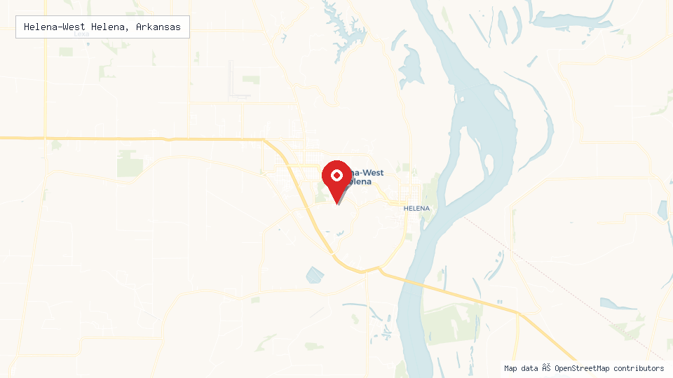 Street map of Helena-West Helena, Arkansas with location pin