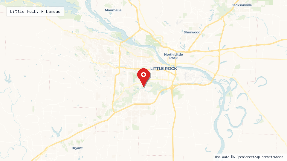 Street map of Little Rock, Arkansas with location pin