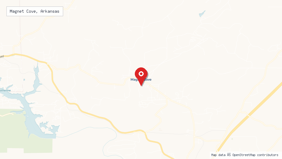 Street map of Magnet Cove, Arkansas with location pin