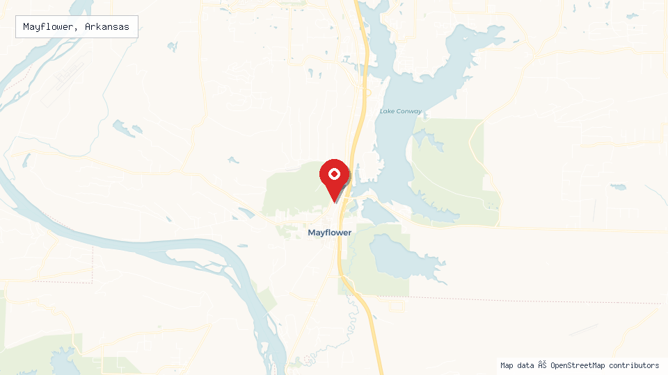 Street map of Mayflower, Arkansas with location pin