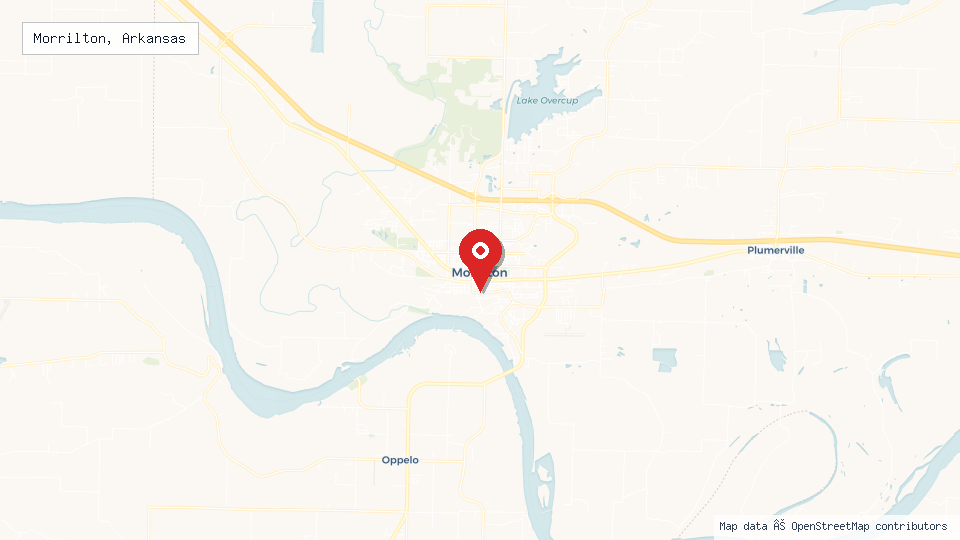 Street map of Morrilton, Arkansas with location pin