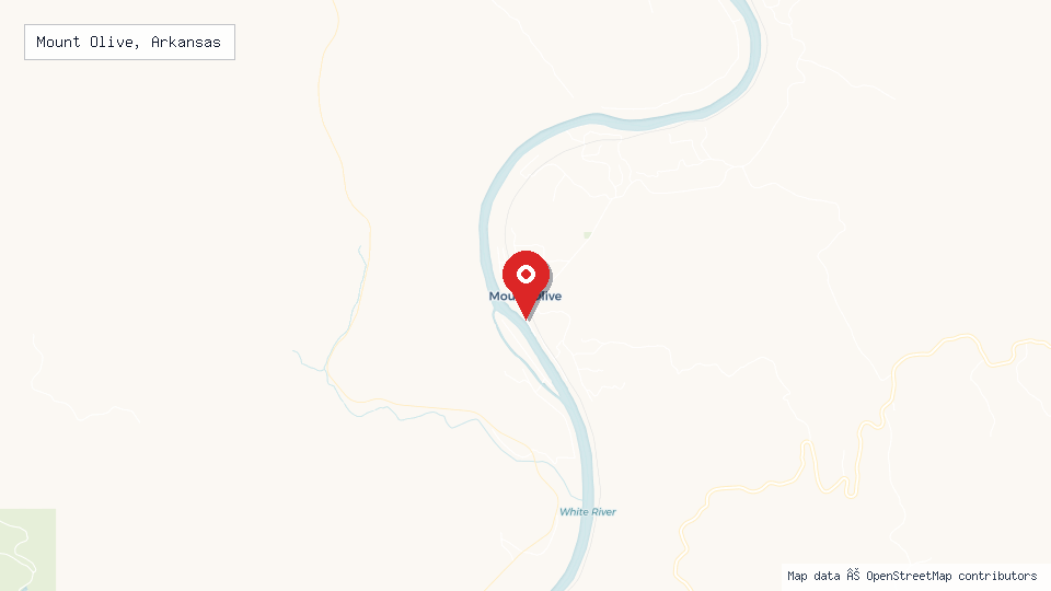 Street map of Mount Olive, Arkansas with location pin
