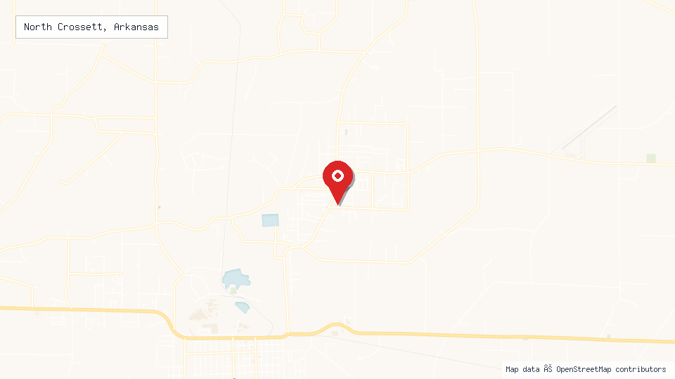 Street map of North Crossett, Arkansas with location pin