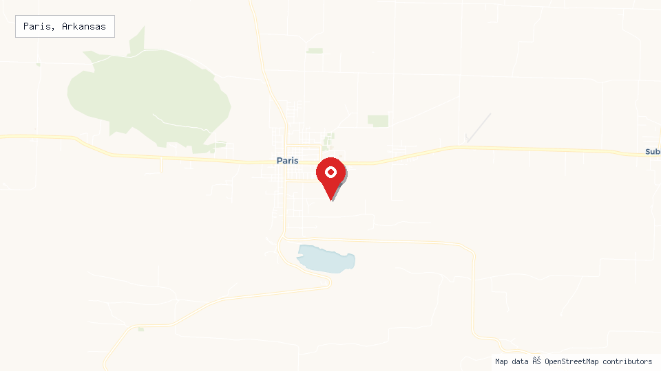 Street map of Paris, Arkansas with location pin