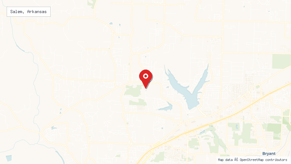 Street map of Salem, Arkansas with location pin