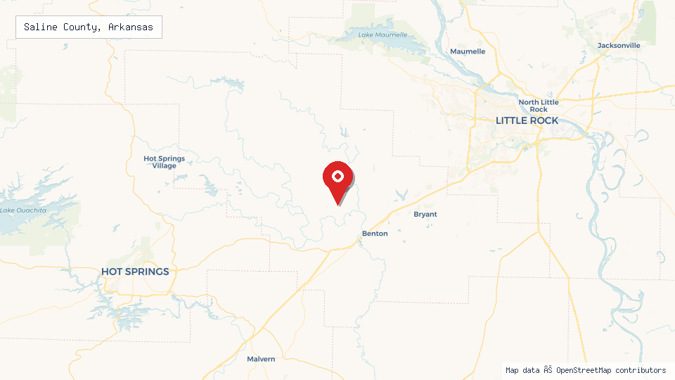 Street map of Saline County, Arkansas with location pin
