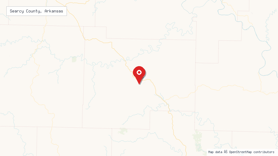 Street map of Searcy County, Arkansas with location pin