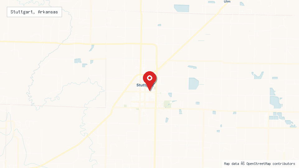 Street map of Stuttgart, Arkansas with location pin