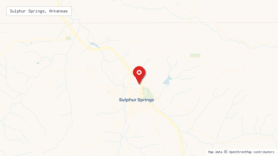 Street map of Sulphur Springs, Arkansas with location pin
