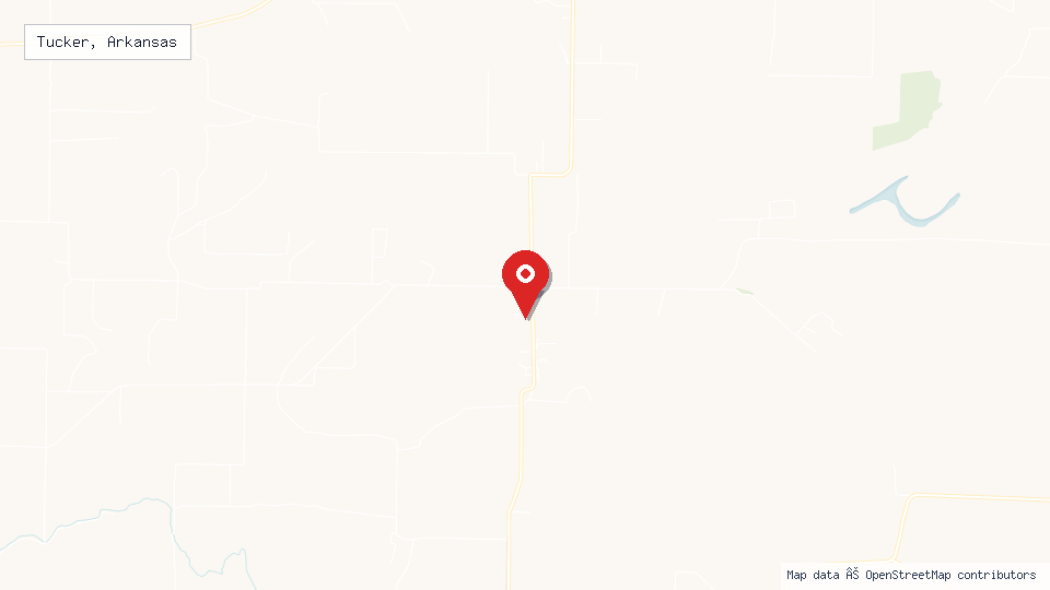 Street map of Tucker, Arkansas with location pin