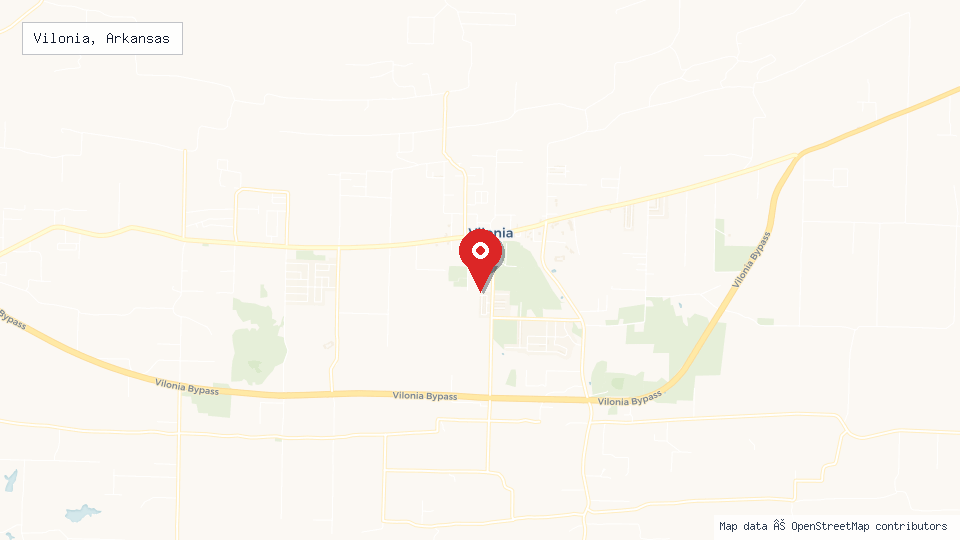 Street map of Vilonia, Arkansas with location pin
