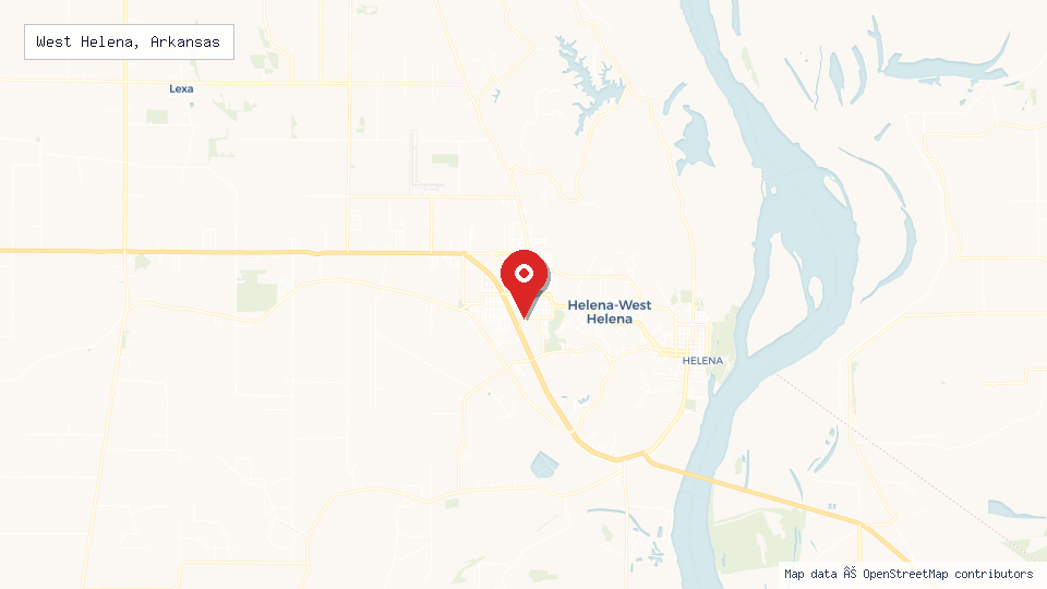 Street map of West Helena, Arkansas with location pin