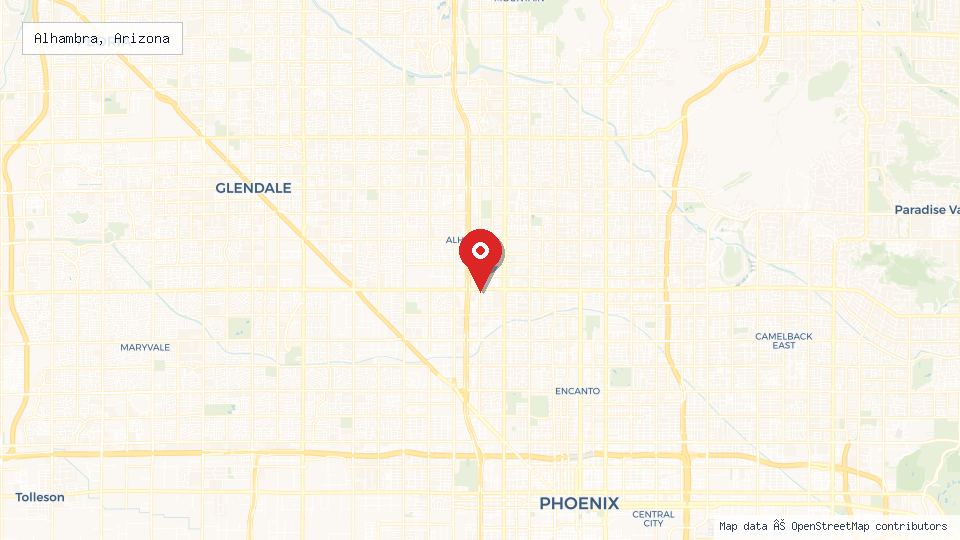 Street map of Alhambra, Arizona with location pin