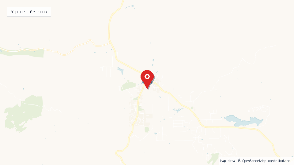 Street map of Alpine, Arizona with location pin