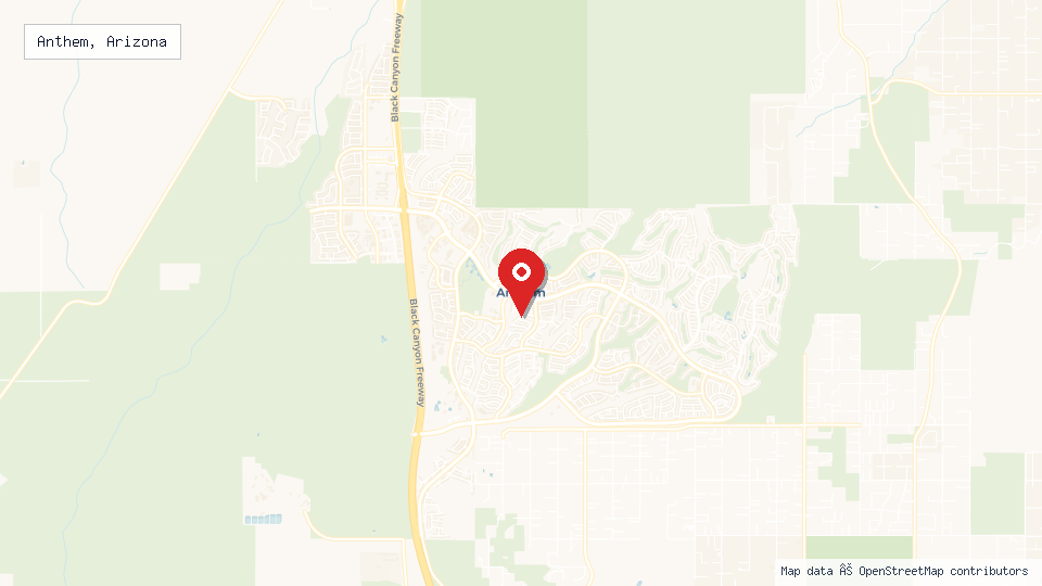 Street map of Anthem, Arizona with location pin
