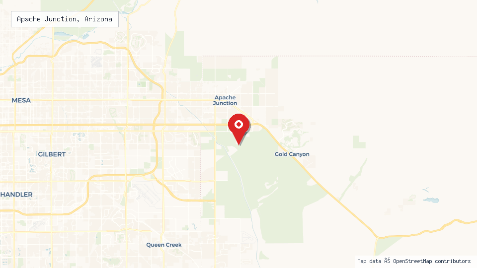 Street map of Apache Junction, Arizona with location pin