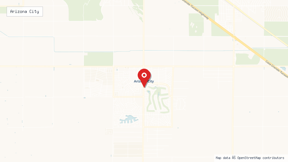Street map of Arizona City with location pin
