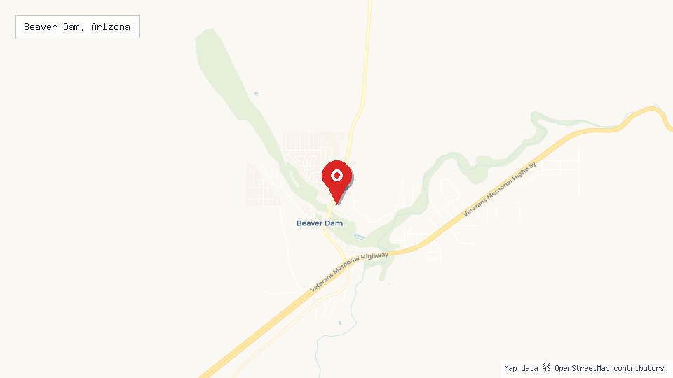 Street map of Beaver Dam, Arizona with location pin