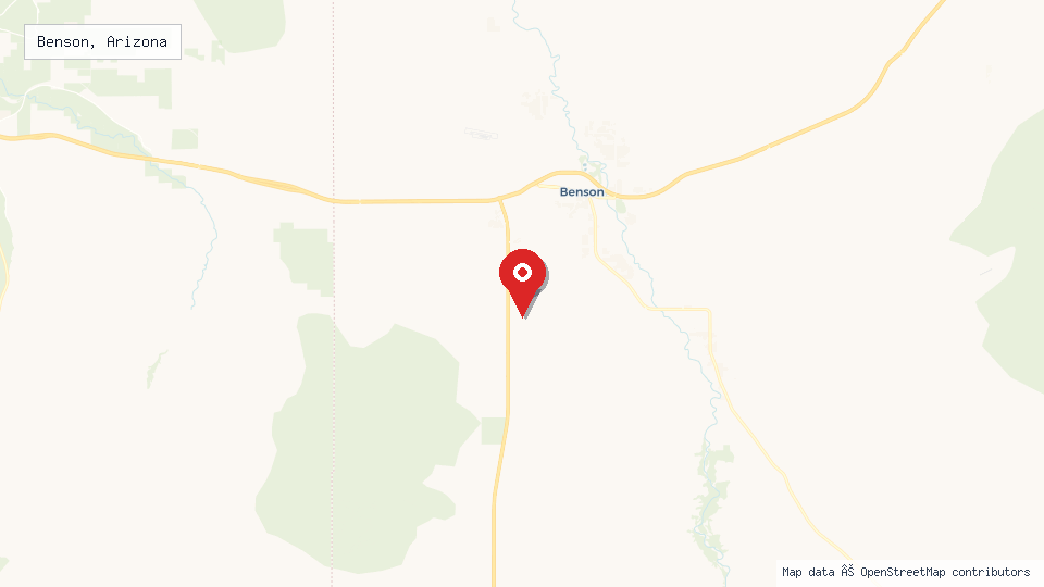 Street map of Benson, Arizona with location pin