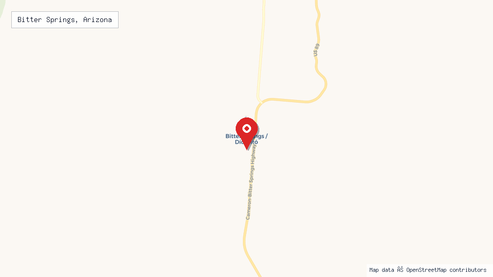 Street map of Bitter Springs, Arizona with location pin