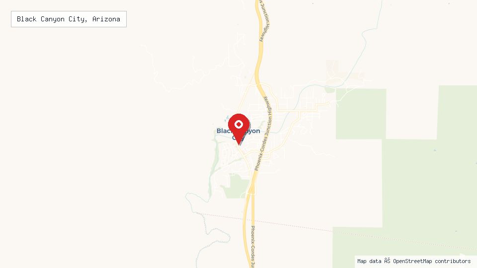 Street map of Black Canyon City, Arizona with location pin