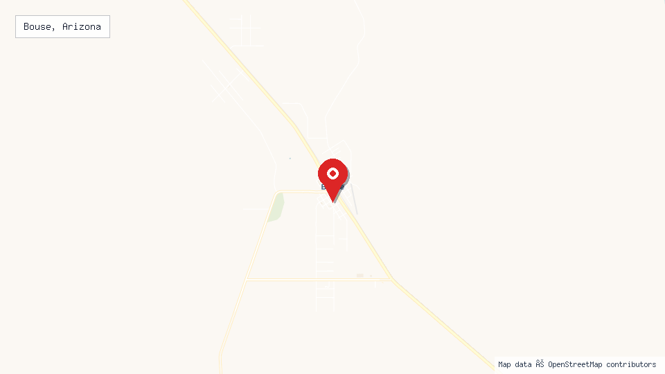 Street map of Bouse, Arizona with location pin
