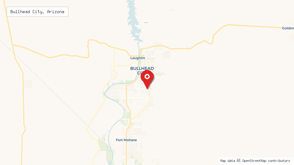 Street map of Bullhead City, Arizona with location pin
