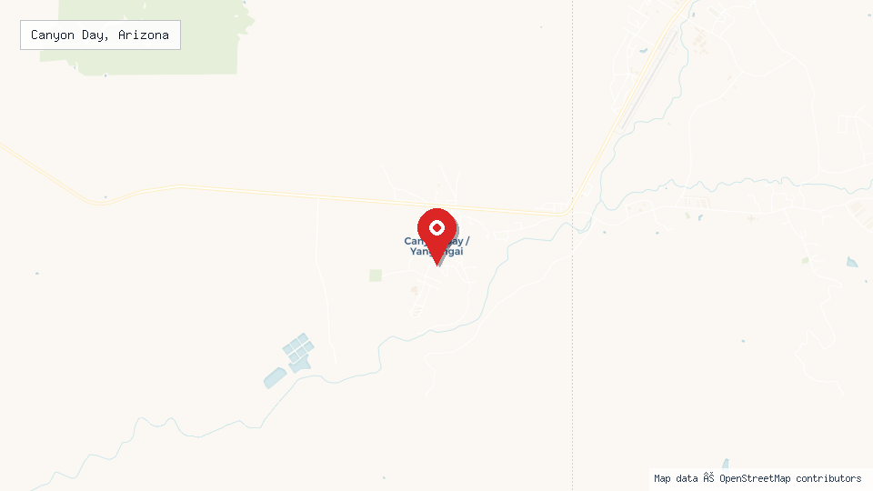 Street map of Canyon Day, Arizona with location pin